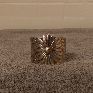 Tiffany & Co 925 Flower Wide Cuff Sterling Silver